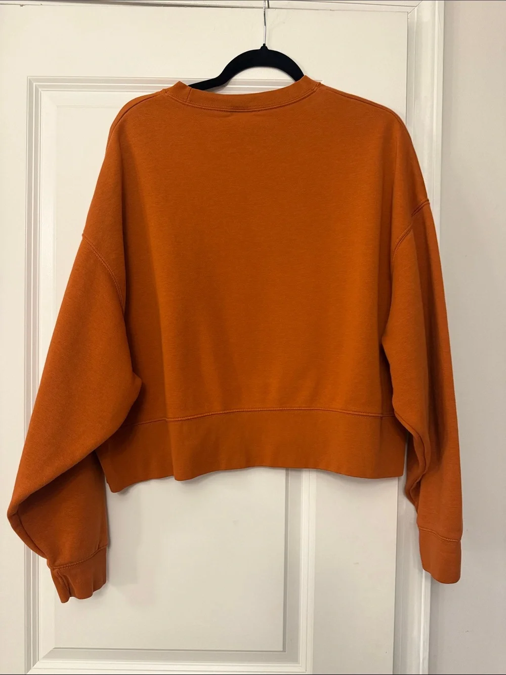 Nike Burnt Orange Cropped Crewneck with White Swoosh - Picture 3 of 3